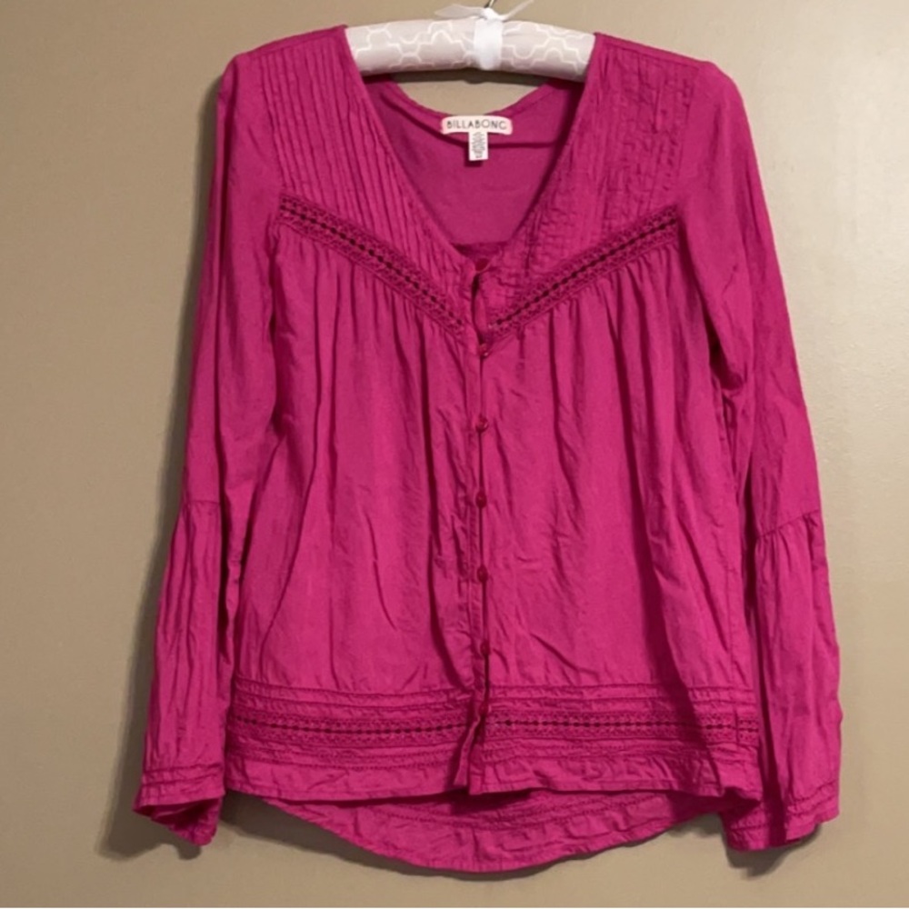 Womens Pink Billabong Long Sleeve Blouse